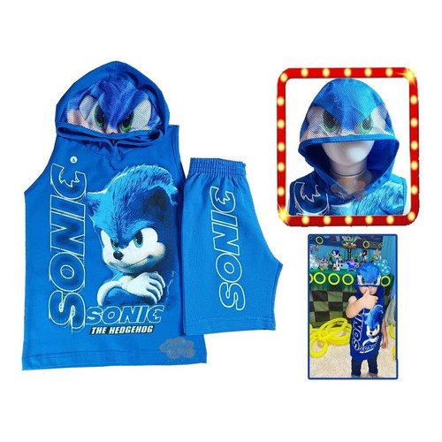 Roupa Do Sonic Camiseta E Short Infantil Menino Complwro - Image 7