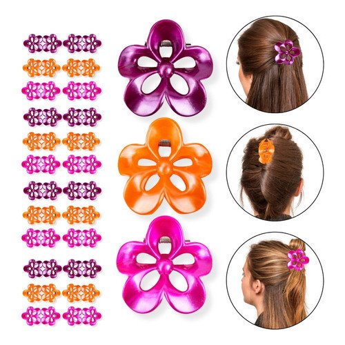 Kit 48 Presilha Prendedor Acessório Cabelo Flor Perolada