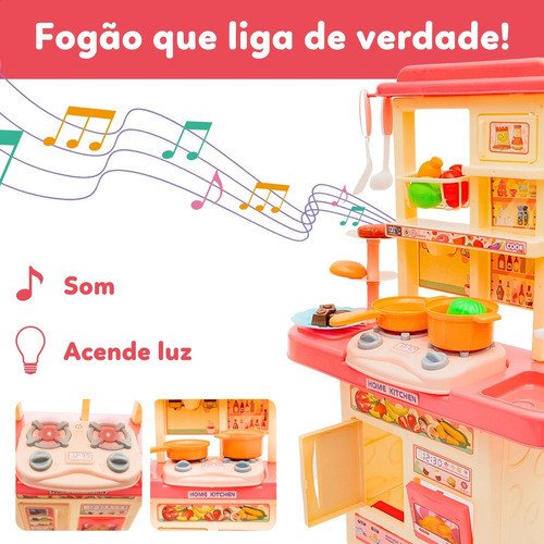 ATENTU Kit Cozinha De Brinquedo Completa Infantil Cor Rosa - Image 3