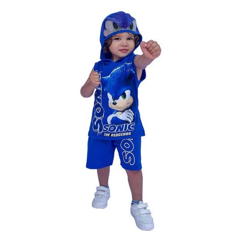 Roupa Do Sonic Camiseta E Short Infantil Menino Complwro - Image 3